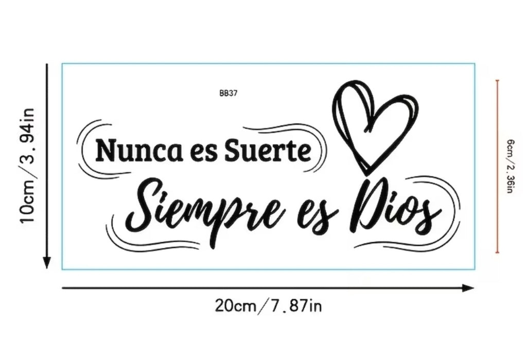 Pegatina negra Nunca es suerte, siempre es Dios