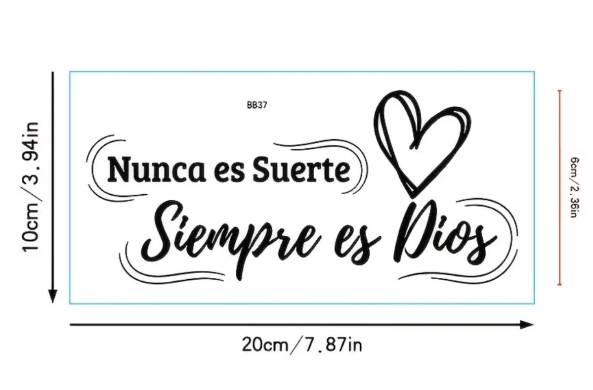 Pegatina negra Nunca es suerte, siempre es Dios