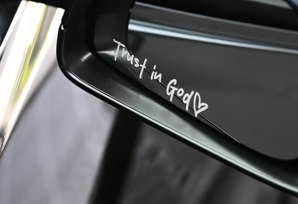 Pegatina Trust in God — Confía en Dios, 8 × 1,6 cm