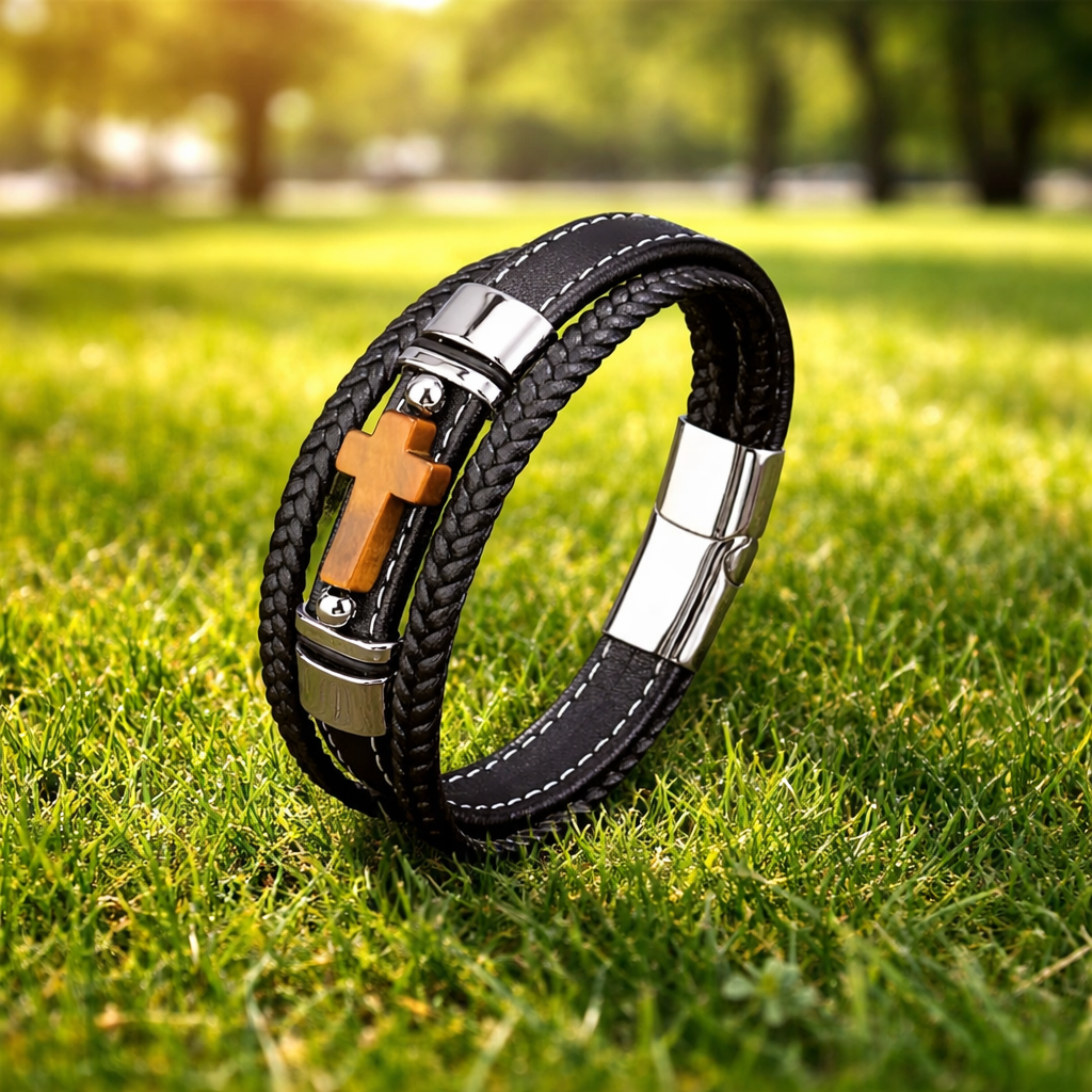 Pulsera Cruz Ojo de Tigre — Jefté