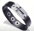 Pulsera Cruz Cuero Acero — Ananías