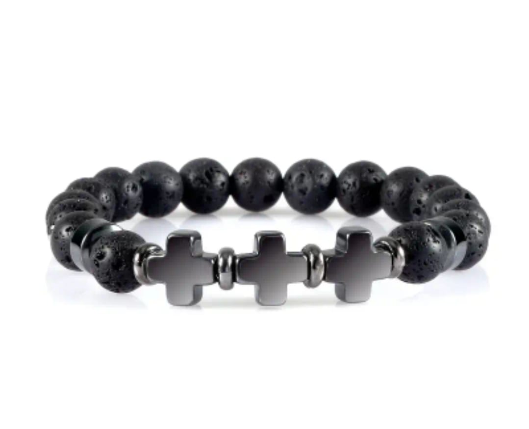 Pulsera Triple Cruz Ojo de Tigre — Josabé