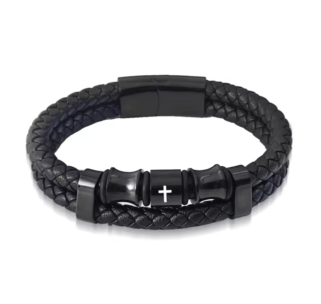 Pulsera Cruz Cuero Trenzado — Matías