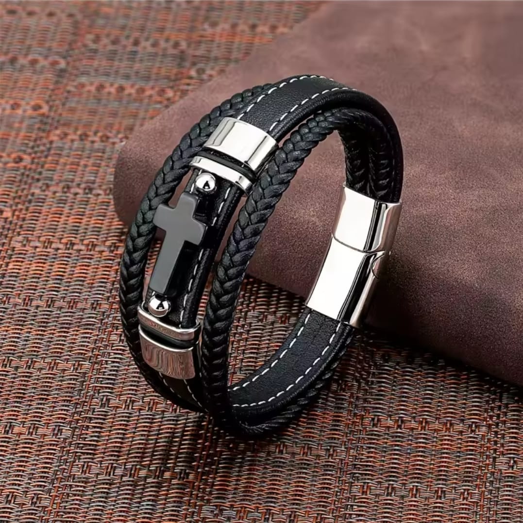 Pulsera Cruz Ojo de Tigre — Jefté