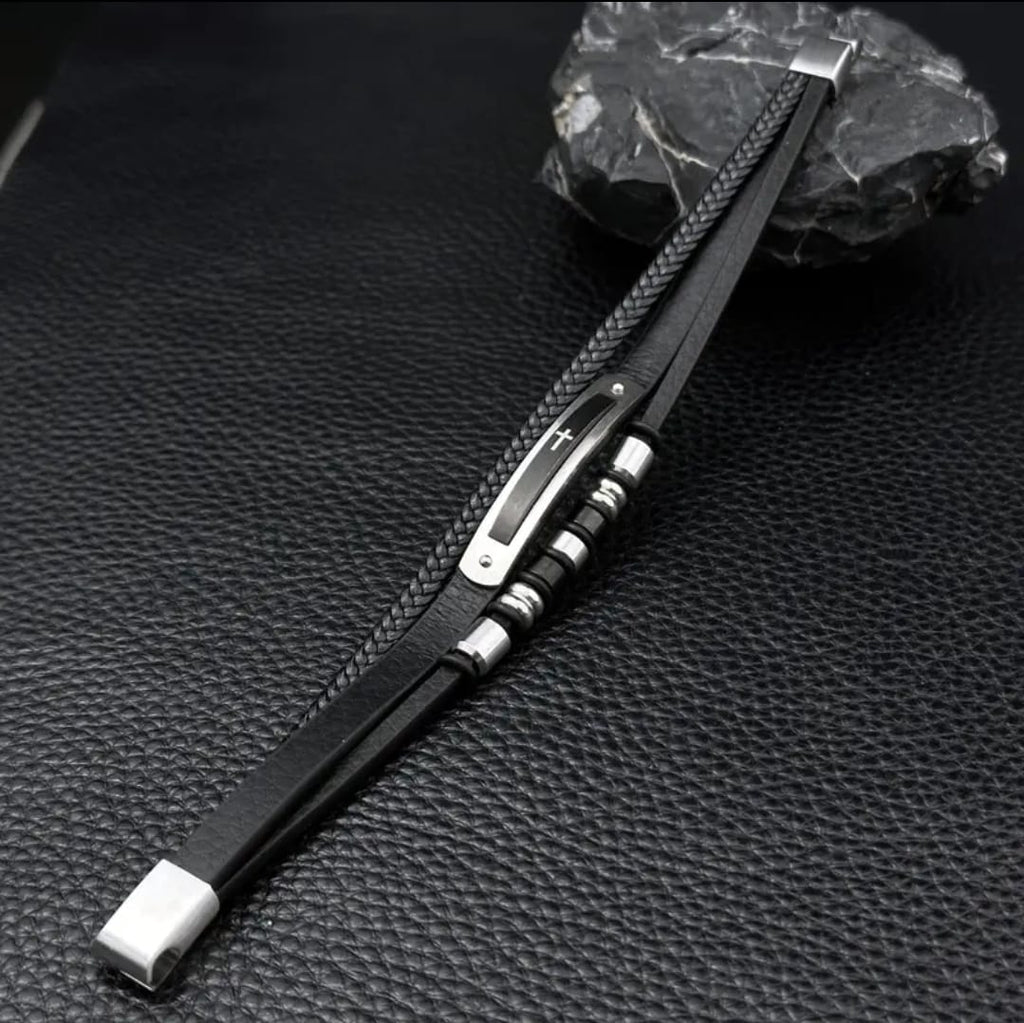 Pulsera Cruz Élite Negra — Josué