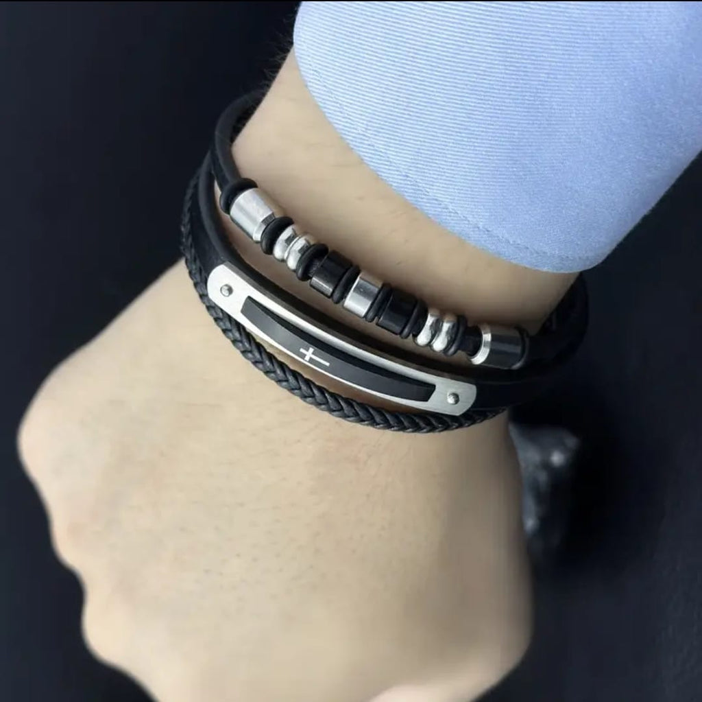 Pulsera Cruz Élite Negra — Josué