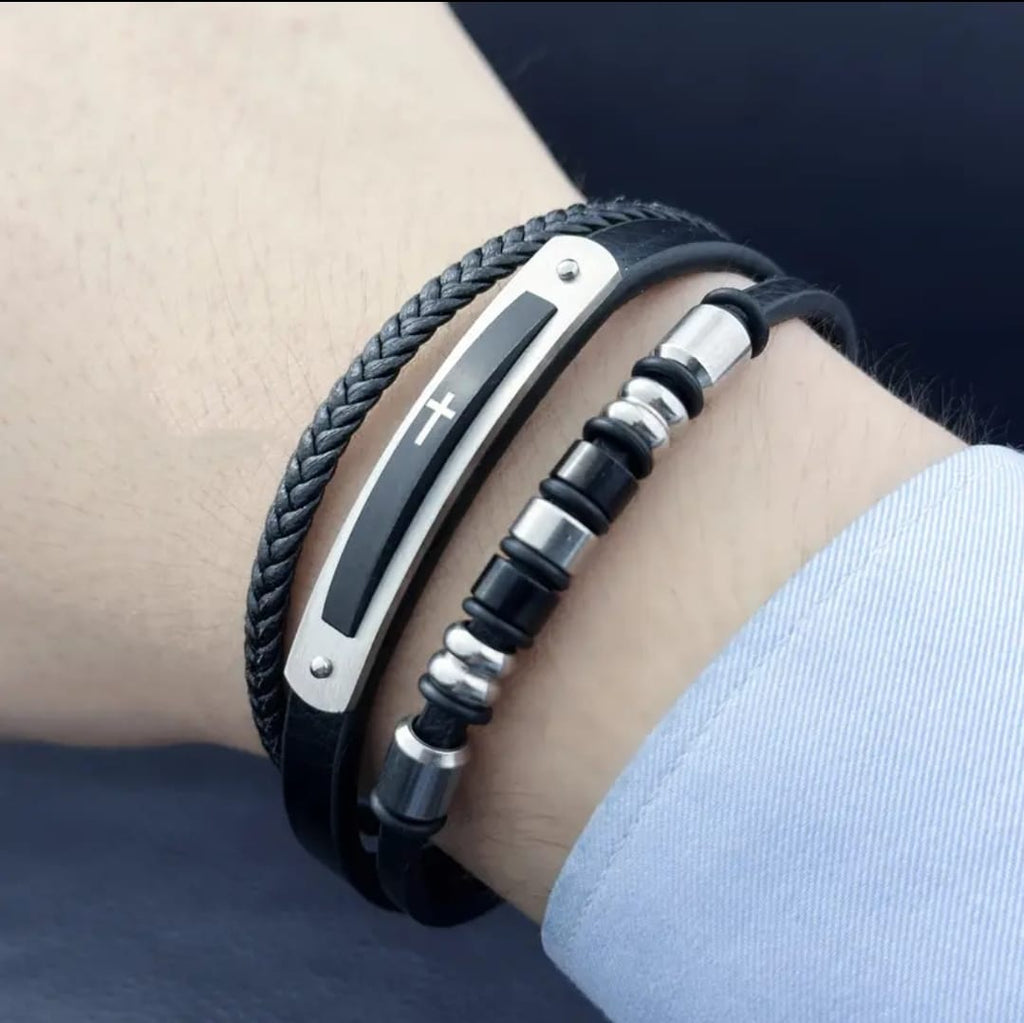 Pulsera Cruz Élite Negra — Josué
