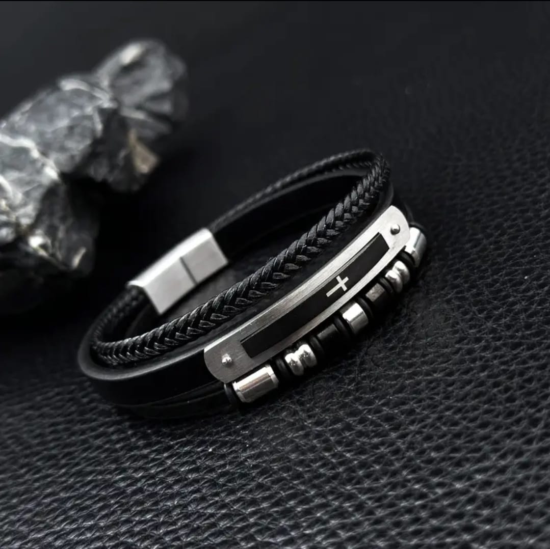 Pulsera Cruz Élite Negra — Josué