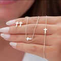 Set Gracia Divina | Cruz Minimalista Plateado