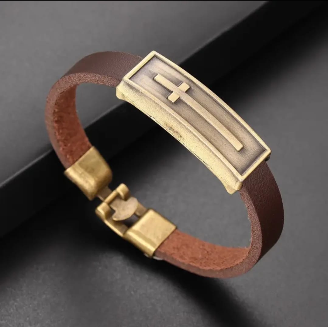 Pulsera Cuero Dorado — Melchor
