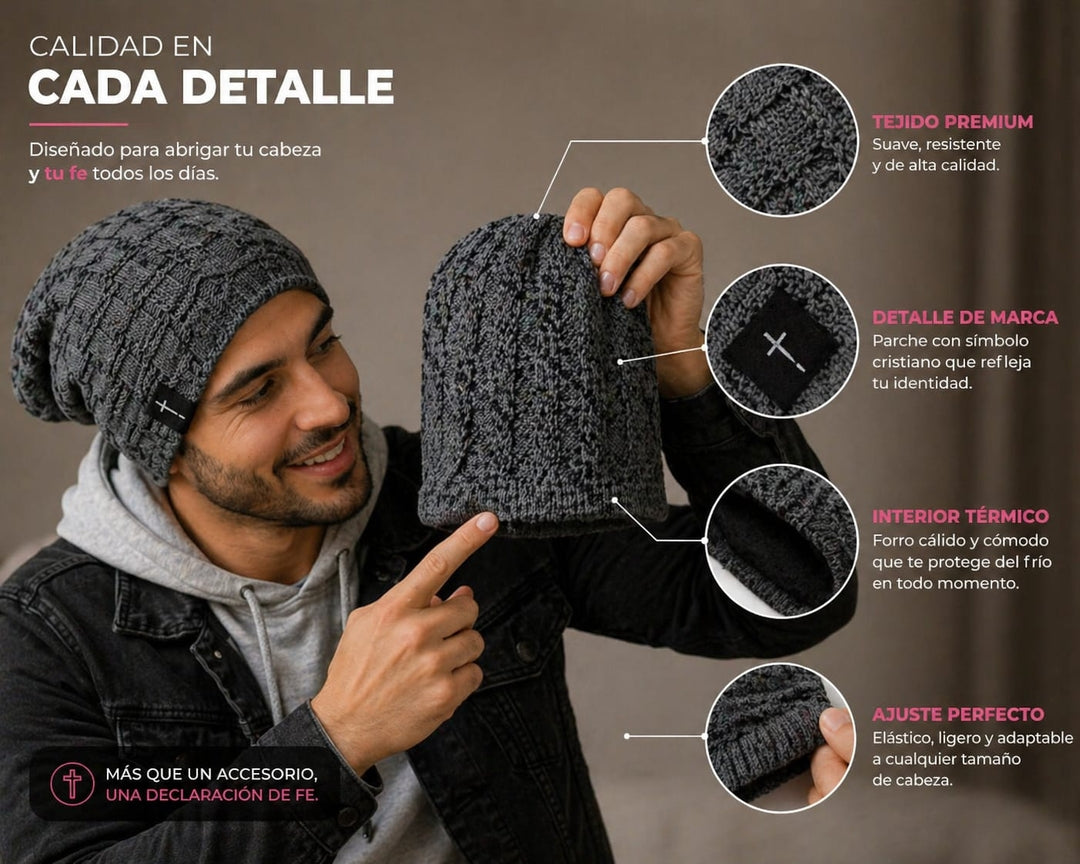 Gorro de Lana Cristiano "Fe es mi Pulso" – Forro Polar | Unisex