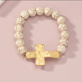 Pulsera Cruz de Fe con Piedra Natural – Pulsera Cristiana Elegante