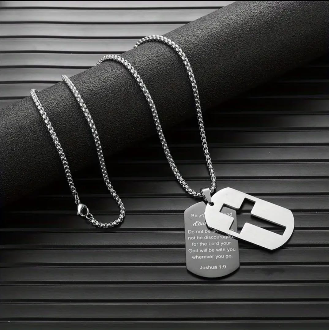 Collar Tíquico | Padre Nuestro Grabado en Acero — Tu Oración Contigo ✝️🙏
