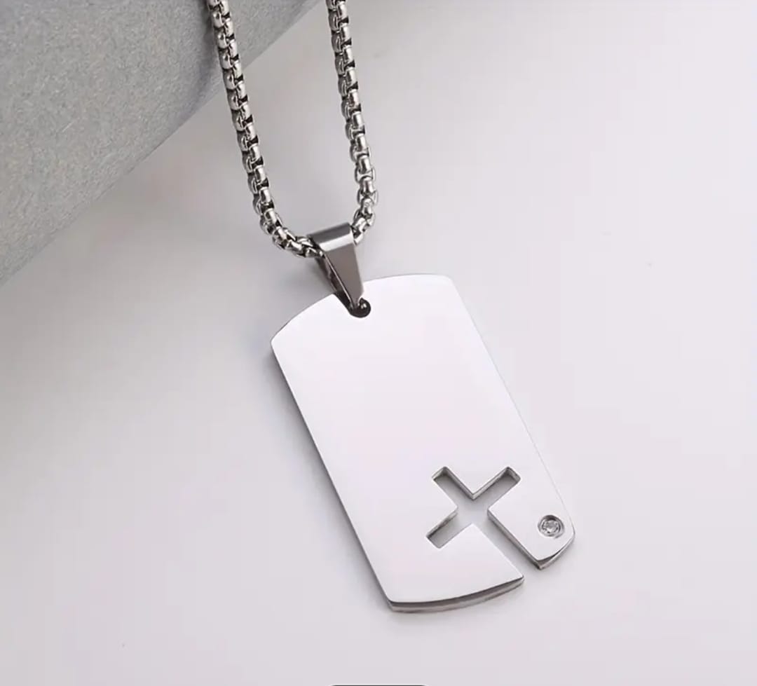 Collar Cruz Placa Eterna | Hágase Tu Voluntad