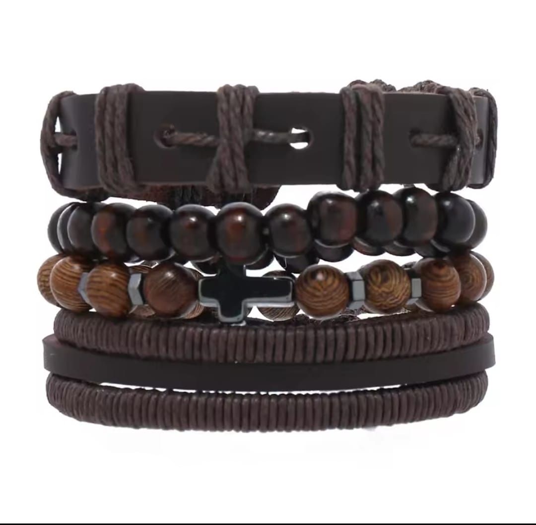 Set Pulseras Cuero & Piedra — Sansón & David