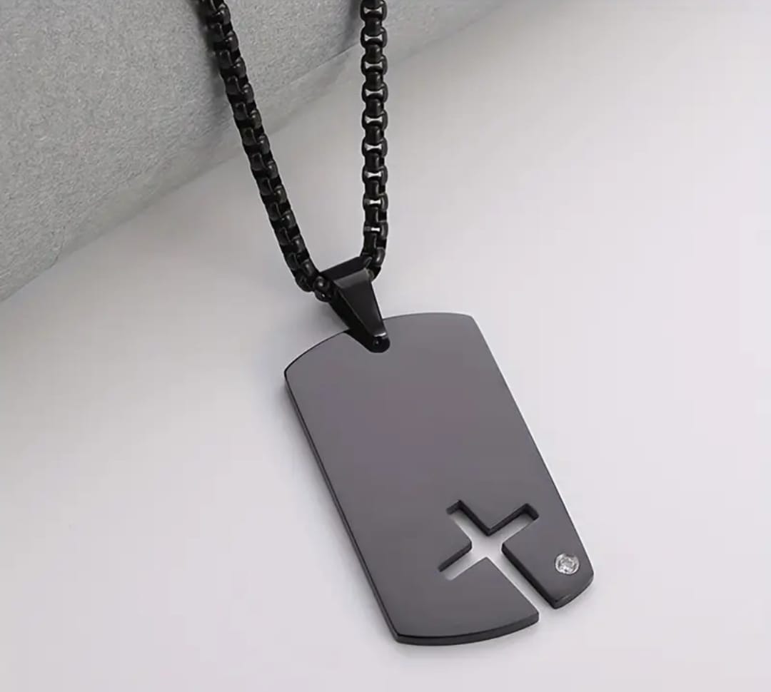 Collar Trofimo | Cruz Placa Eterna en Acero — Hágase Tu Voluntad ✝️