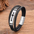 Pulsera Cruz Cuero Trenzado — Tomás