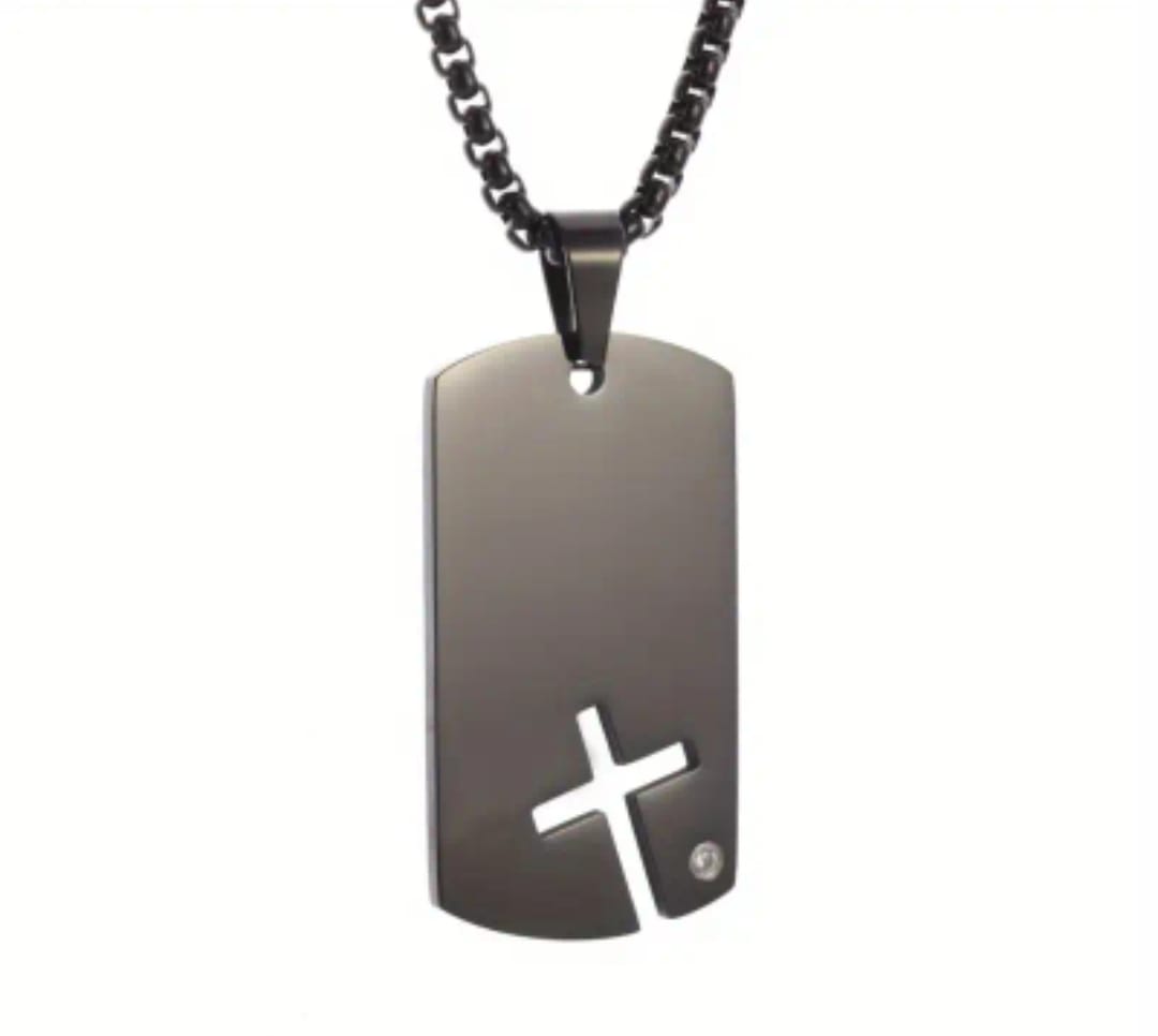 Collar Trofimo | Cruz Placa Eterna en Acero — Hágase Tu Voluntad ✝️
