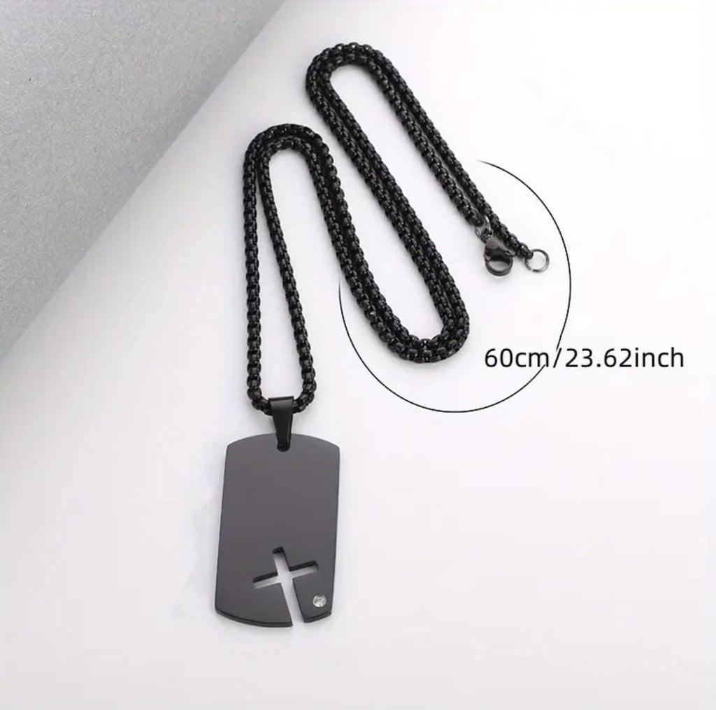 Collar Trofimo | Cruz Placa Eterna en Acero — Hágase Tu Voluntad ✝️