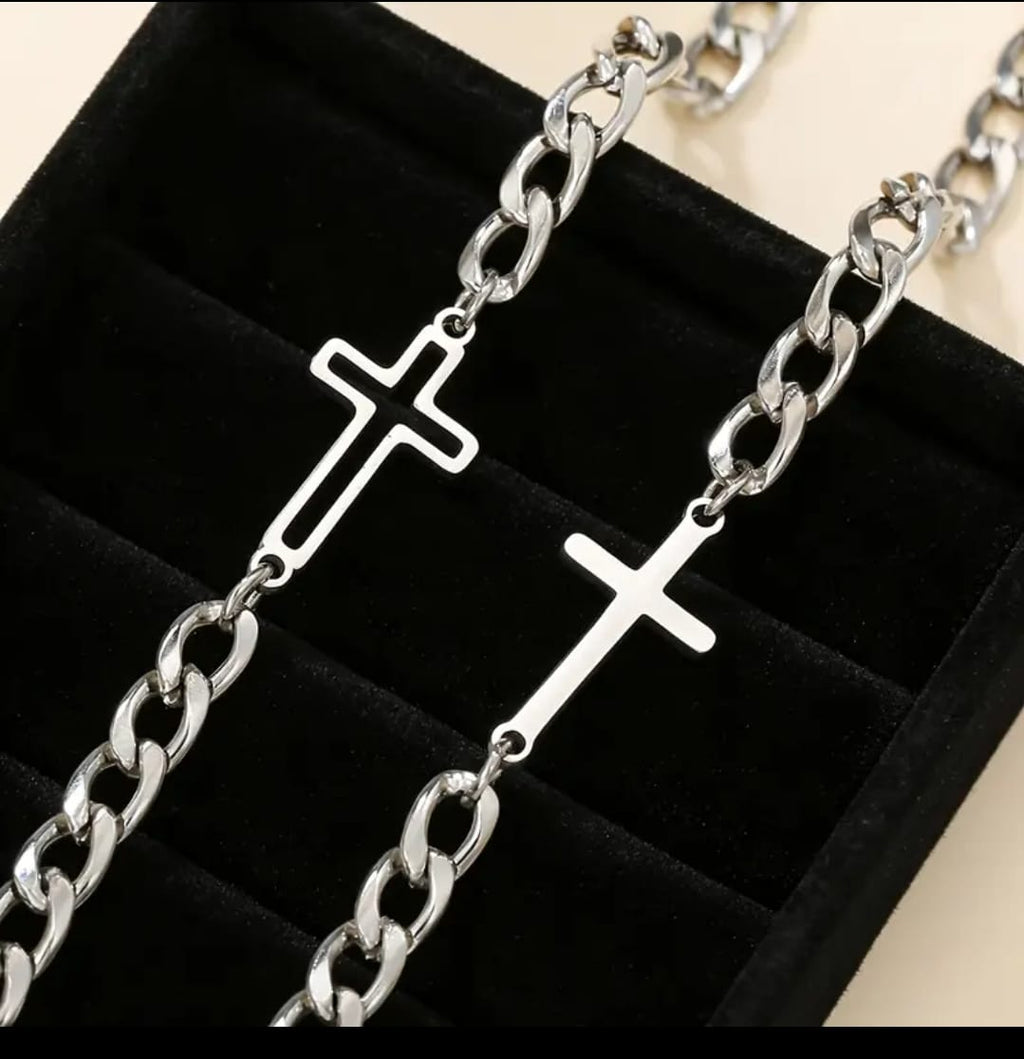 Set de Pulseras de Pareja Cruz — Unidos en Fe