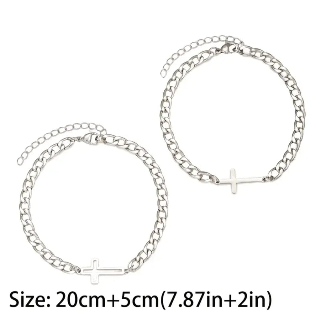 Set de Pulseras de Pareja Cruz — Unidos en Fe