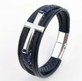 Pulsera Cruz Cuero Multicapa — Silas