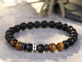 Pulsera Cruz en Ojo de Tigre