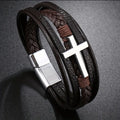 Pulsera Cruz de Fe “Redención” – Cuero Trenzado Premium
