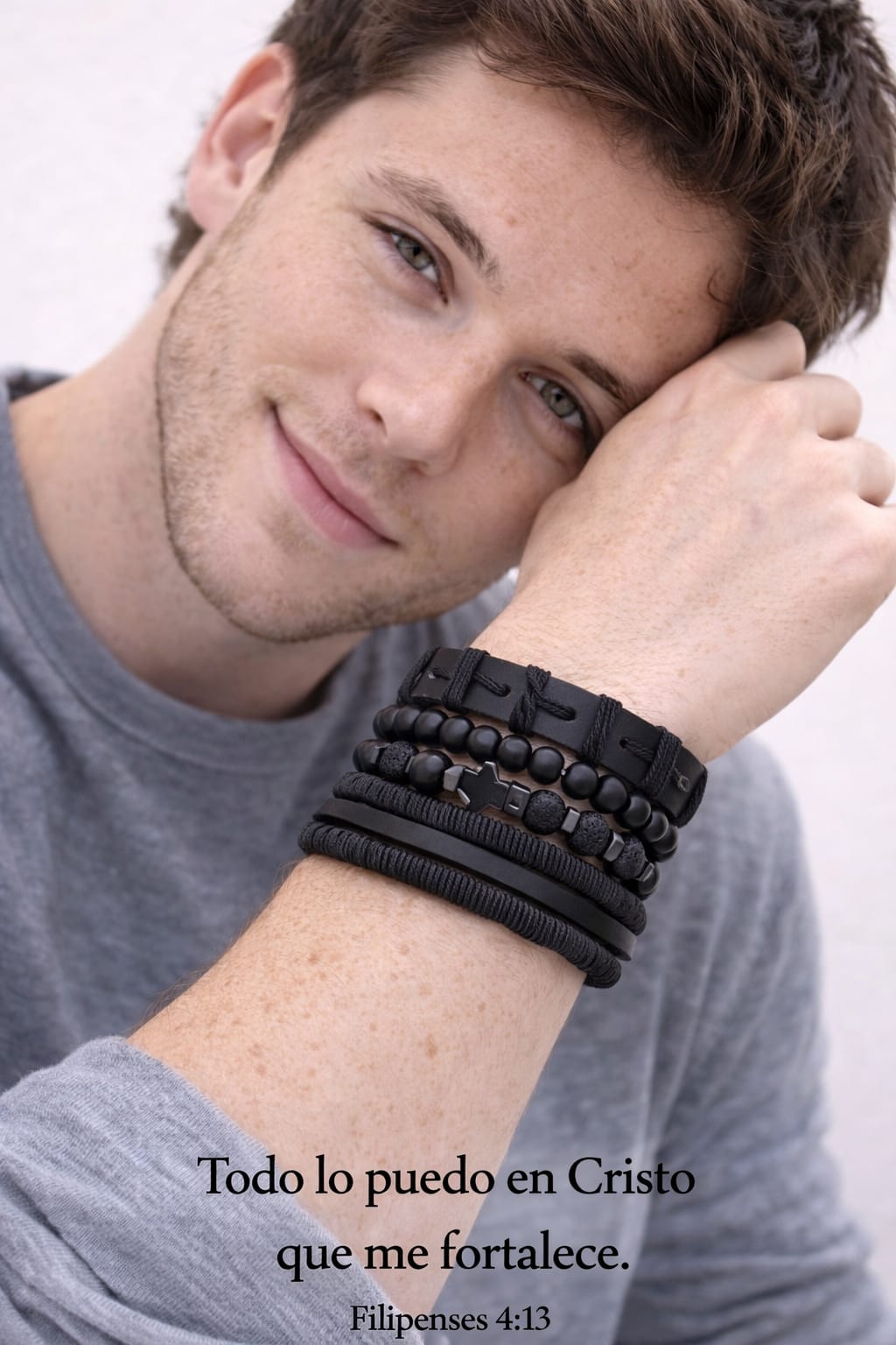 Set Pulseras Cuero & Piedra — Sansón & David