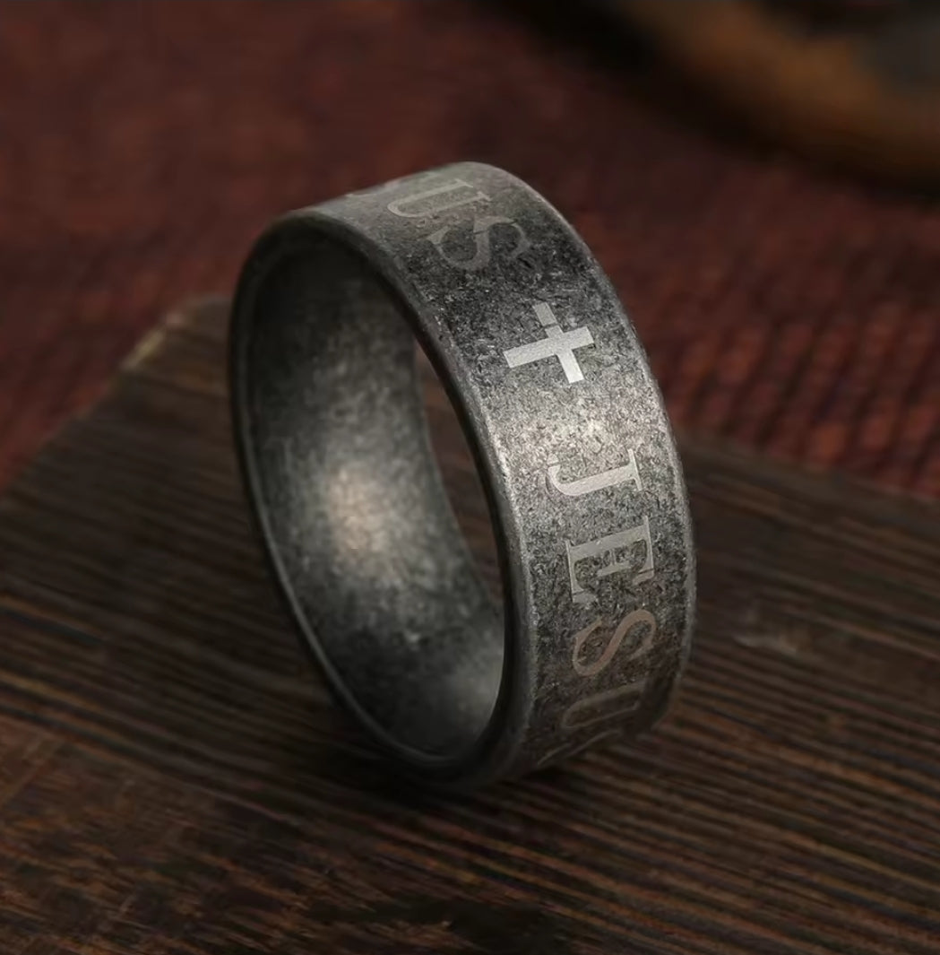 Anillo Sansón | Cruz Negra Vintage — Mi Fuerza Viene de Dios