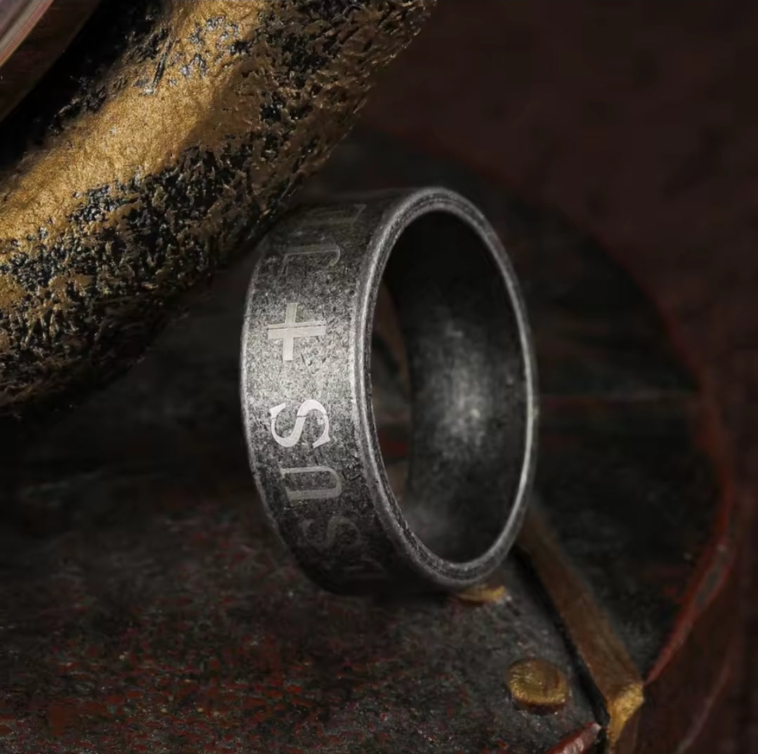 Anillo Sansón | Cruz Negra Vintage — Mi Fuerza Viene de Dios