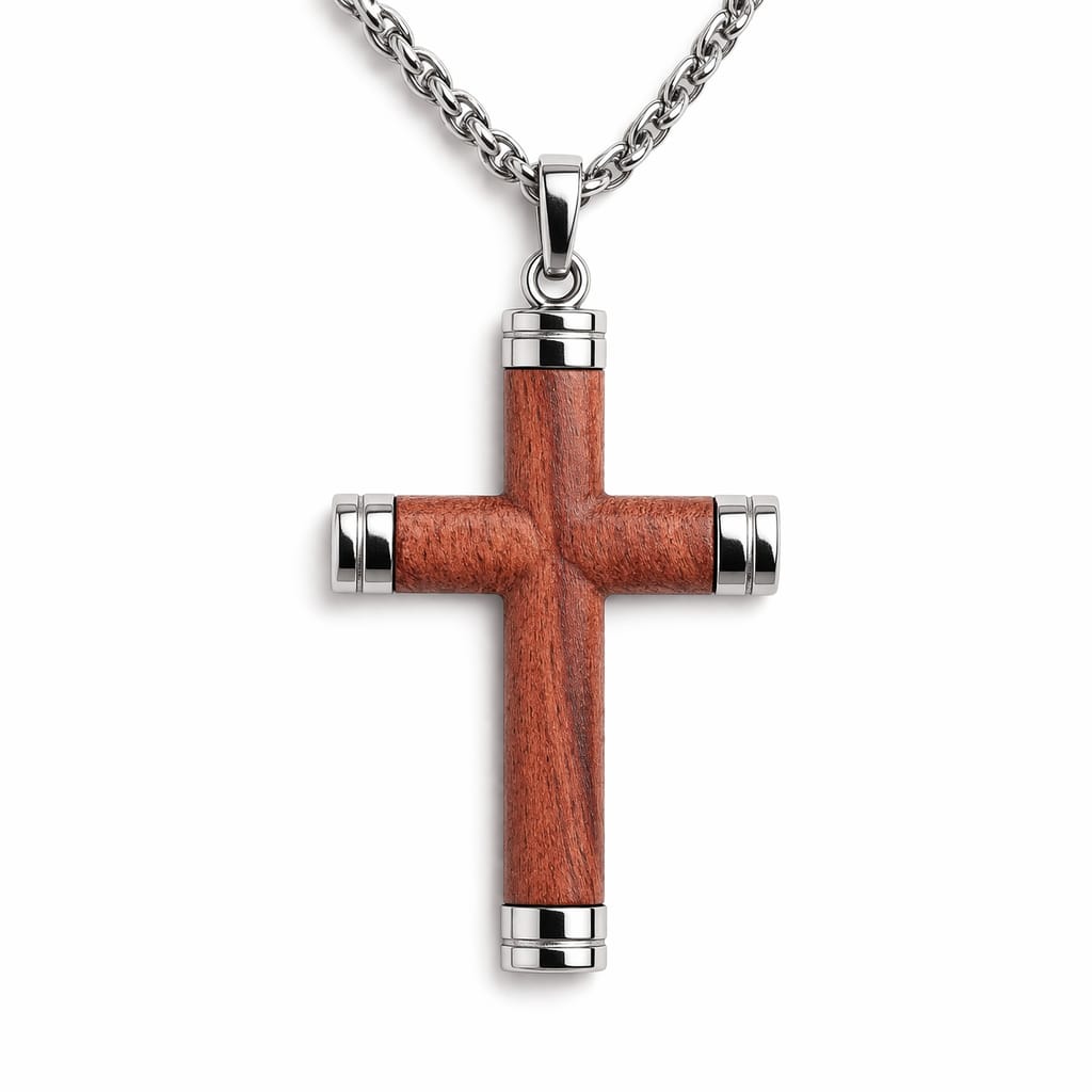 Collar Benaía | Cruz de Acero y Madera — Sé Tú Mi Fortaleza ✝️