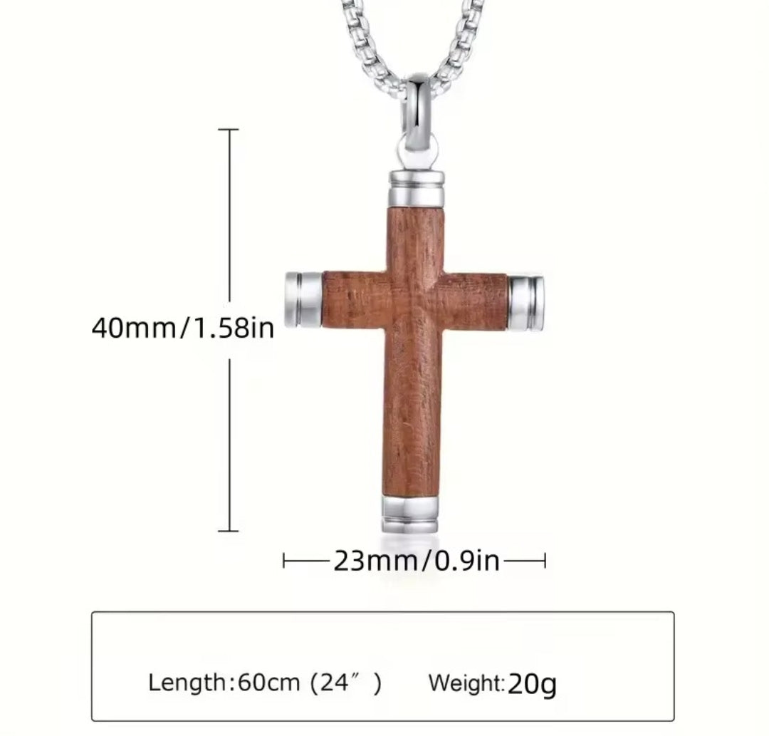 Collar Benaía | Cruz de Acero y Madera — Sé Tú Mi Fortaleza ✝️