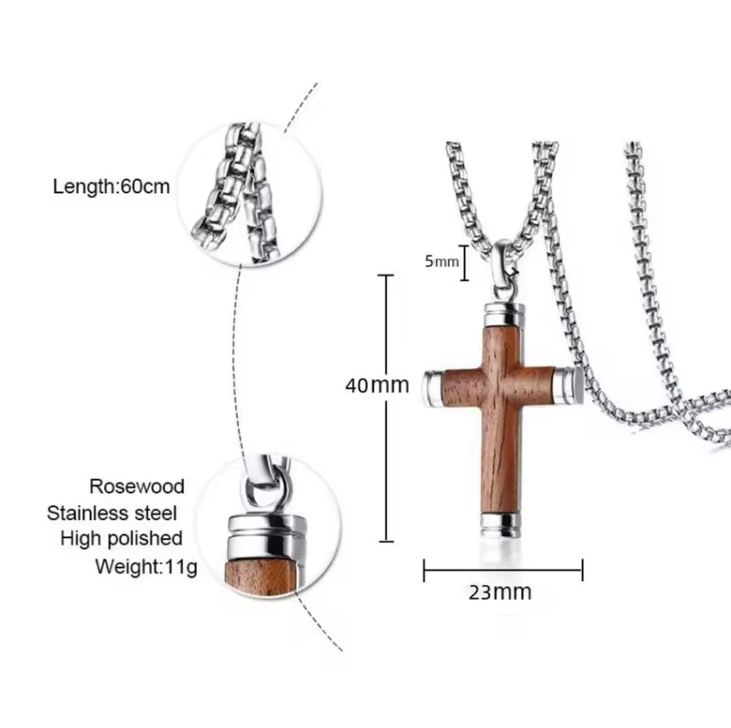 Collar Benaía | Cruz de Acero y Madera — Sé Tú Mi Fortaleza ✝️