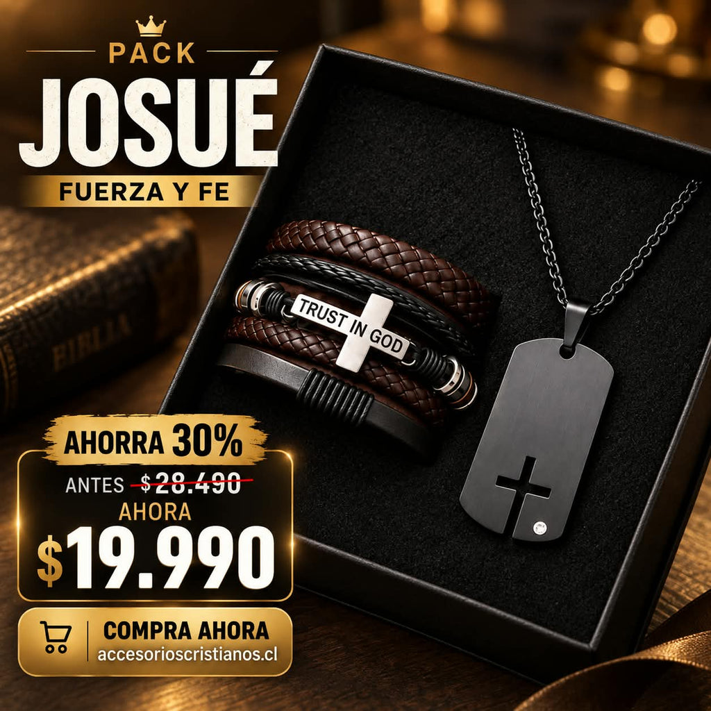 Pack Moisés y Josué | Collar de Acero 60 cm + Pulsera Amós