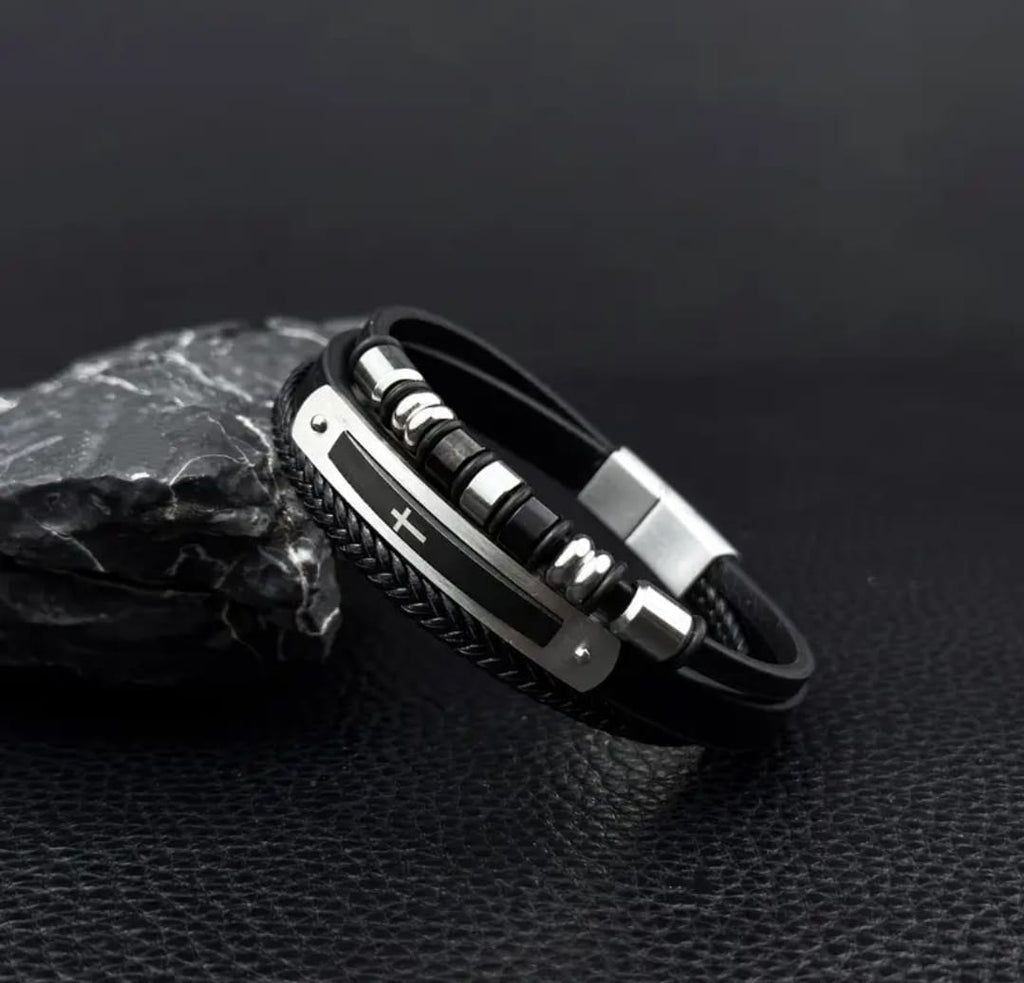 Pulsera Cruz Élite Negra — Josué