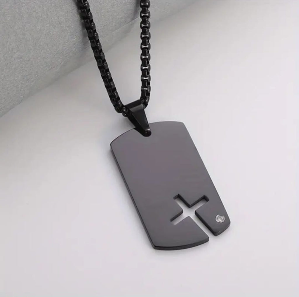 Collar Cruz Placa Eterna | Hágase Tu Voluntad