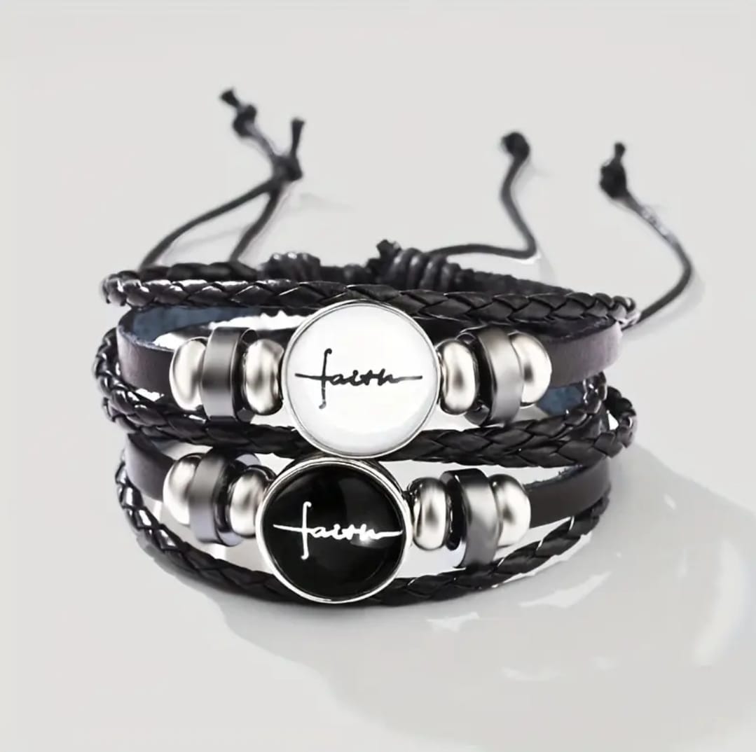 Pulsera Cuero Trenzado Fe — Hebreos