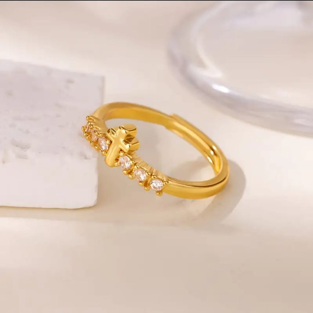 Anillo Cruz Delicada Tabor con circones del Pack Fe Diaria