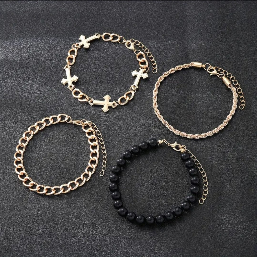 Set de Pulseras Cruz en Dorado