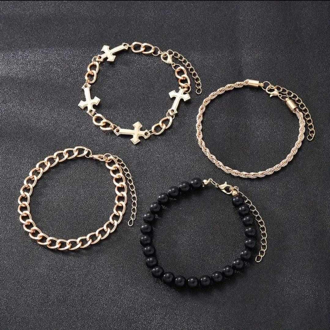 Set de Pulseras Cruz en Dorado