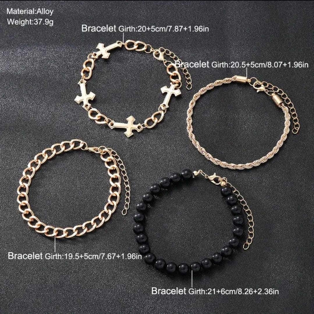 Set de Pulseras Cruz en Dorado