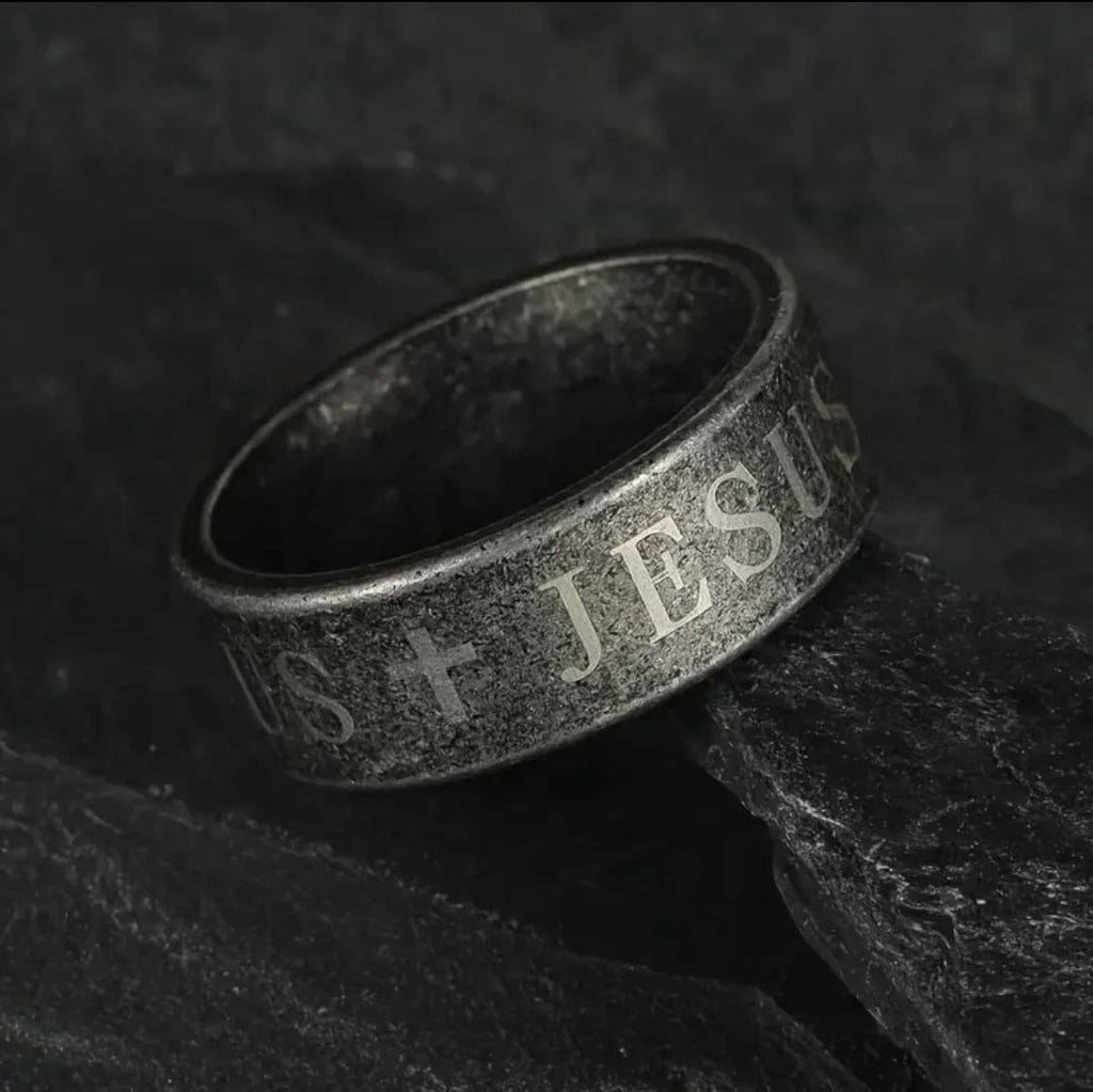 Anillo Sansón | Cruz Negra Vintage — Mi Fuerza Viene de Dios