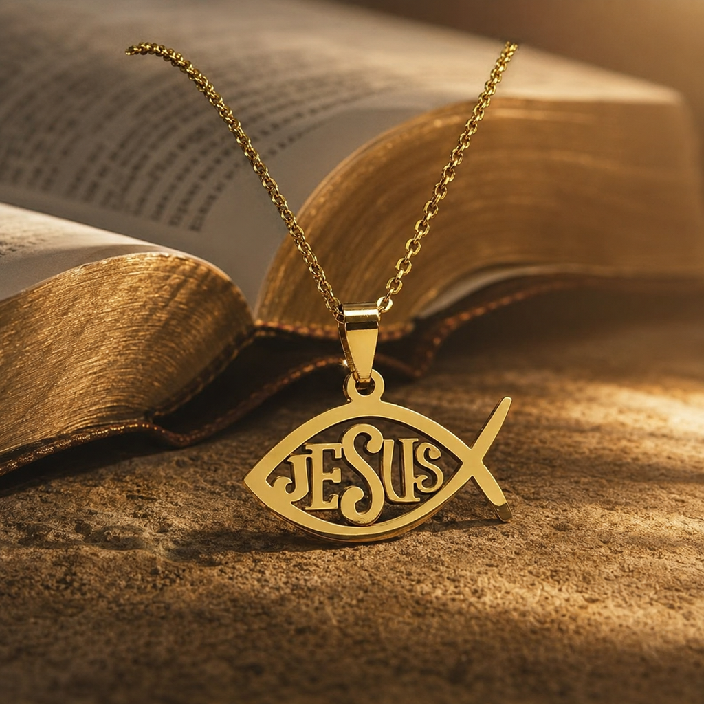 Collar Jesús Ichthys | Pez Dorado de Fe — El Camino, la Verdad y la Vida ✝️🐟 — bible