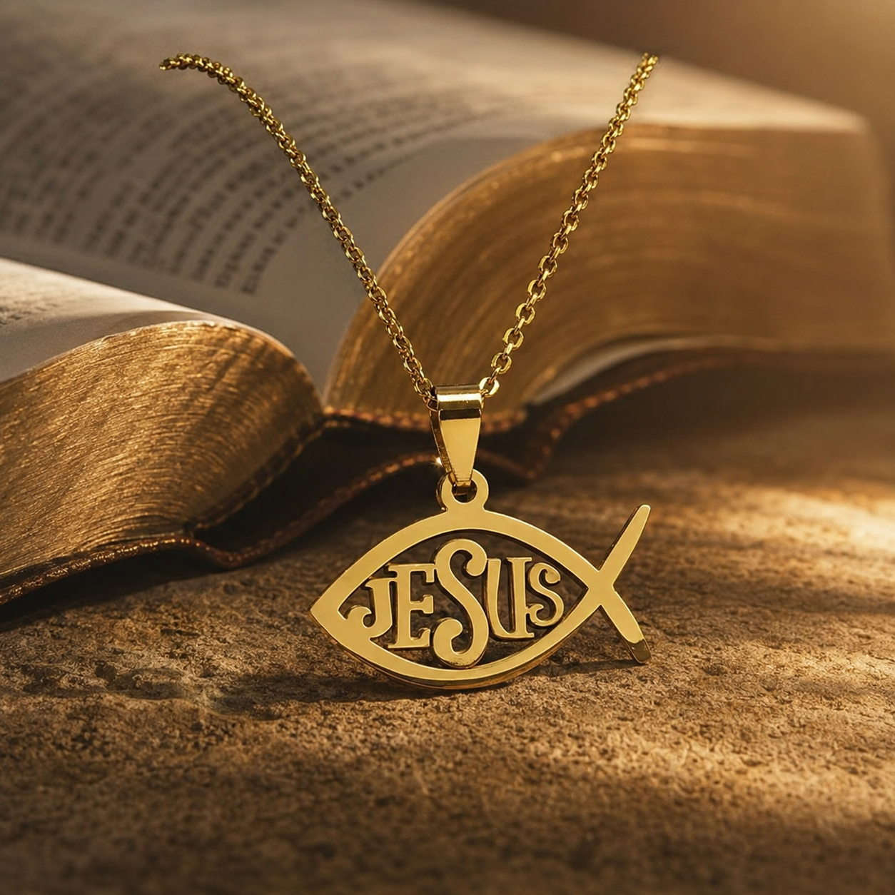 Collar Jesús Ichthys | Pez Dorado de Fe — El Camino, la Verdad y la Vida ✝️🐟 — bible