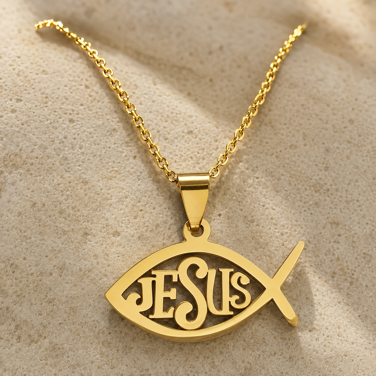 Collar Jesús Ichthys | Pez Dorado de Fe — El Camino, la Verdad y la Vida ✝️🐟 — macro