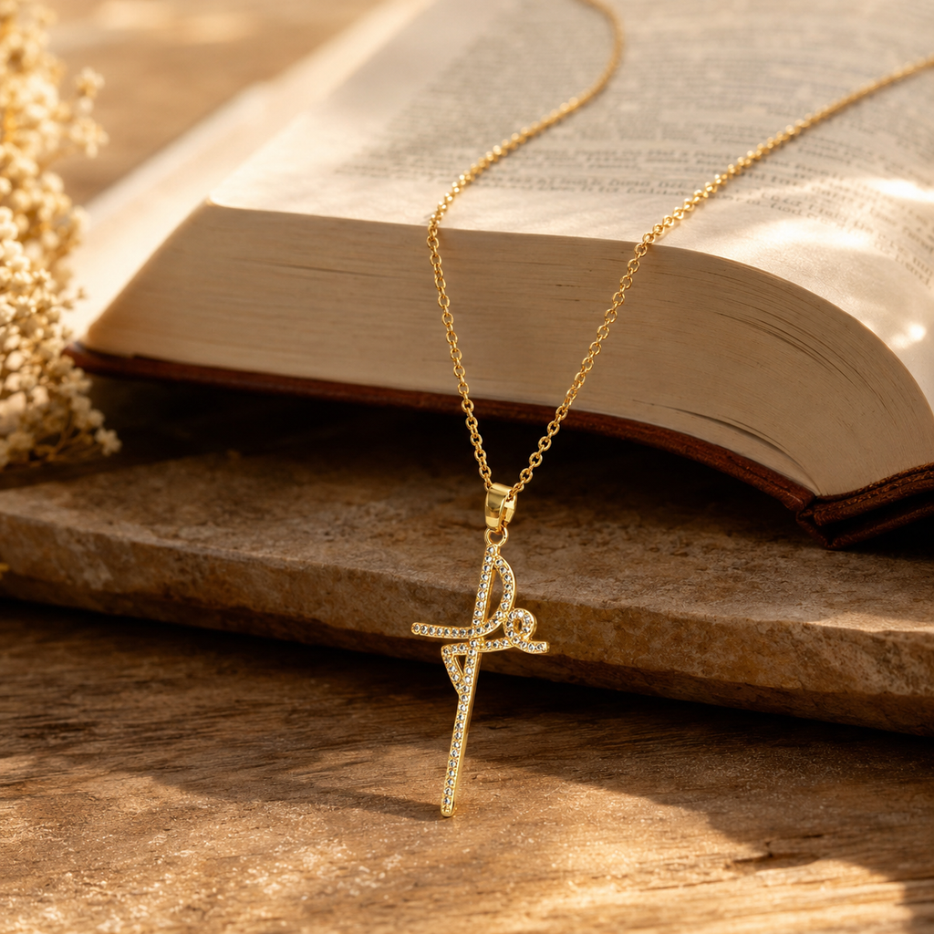 Collar Cruz Dorado Mujer | Sólo en Ti Confío — bible