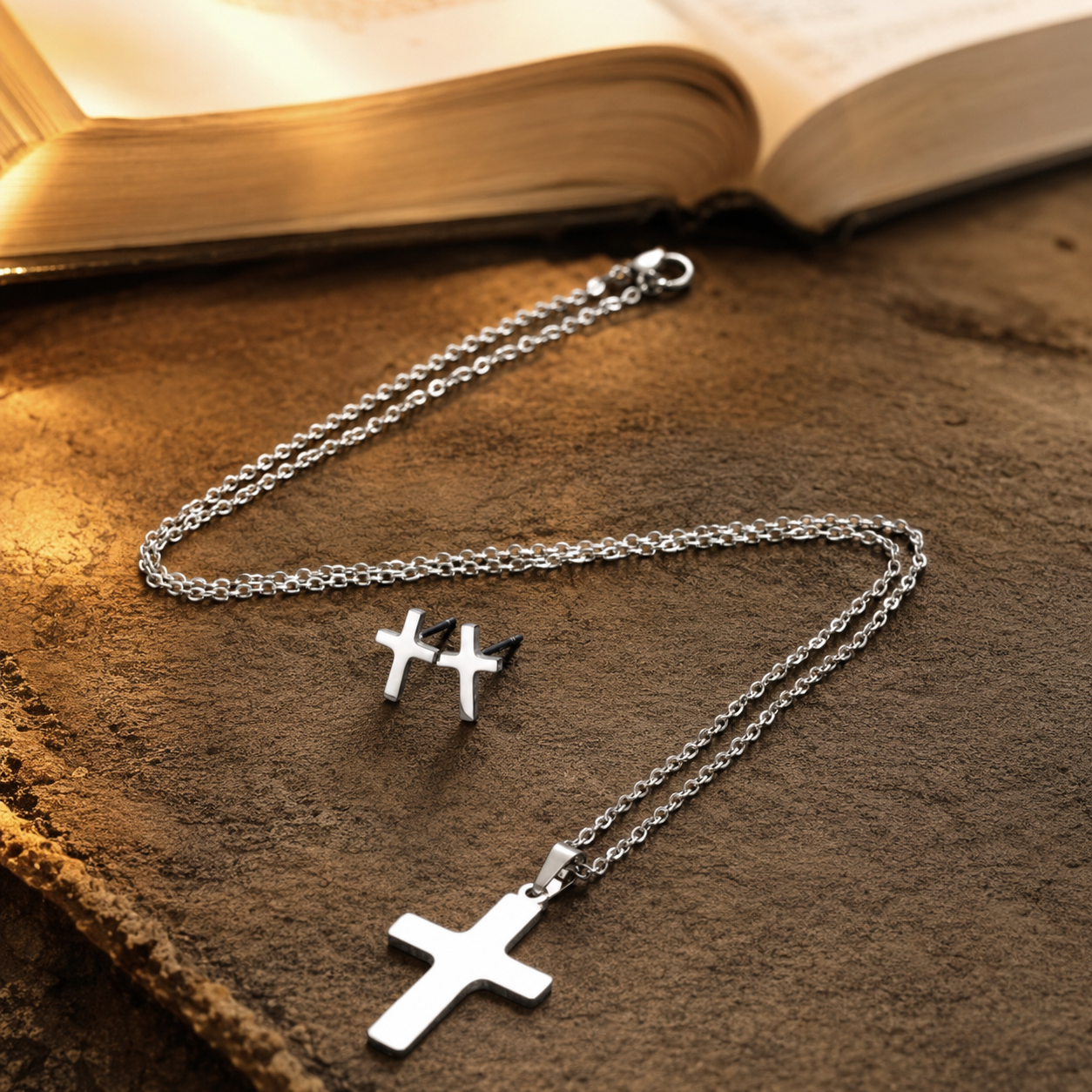 Set Cruz en Acero Inoxidable — Ezequías — bible