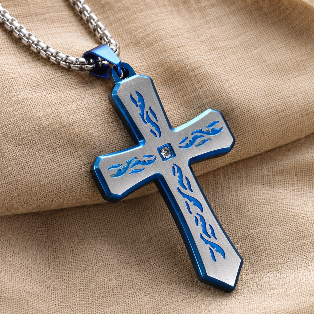 Collar Fuego Azul Guerrero de Fe — Órgano — macro