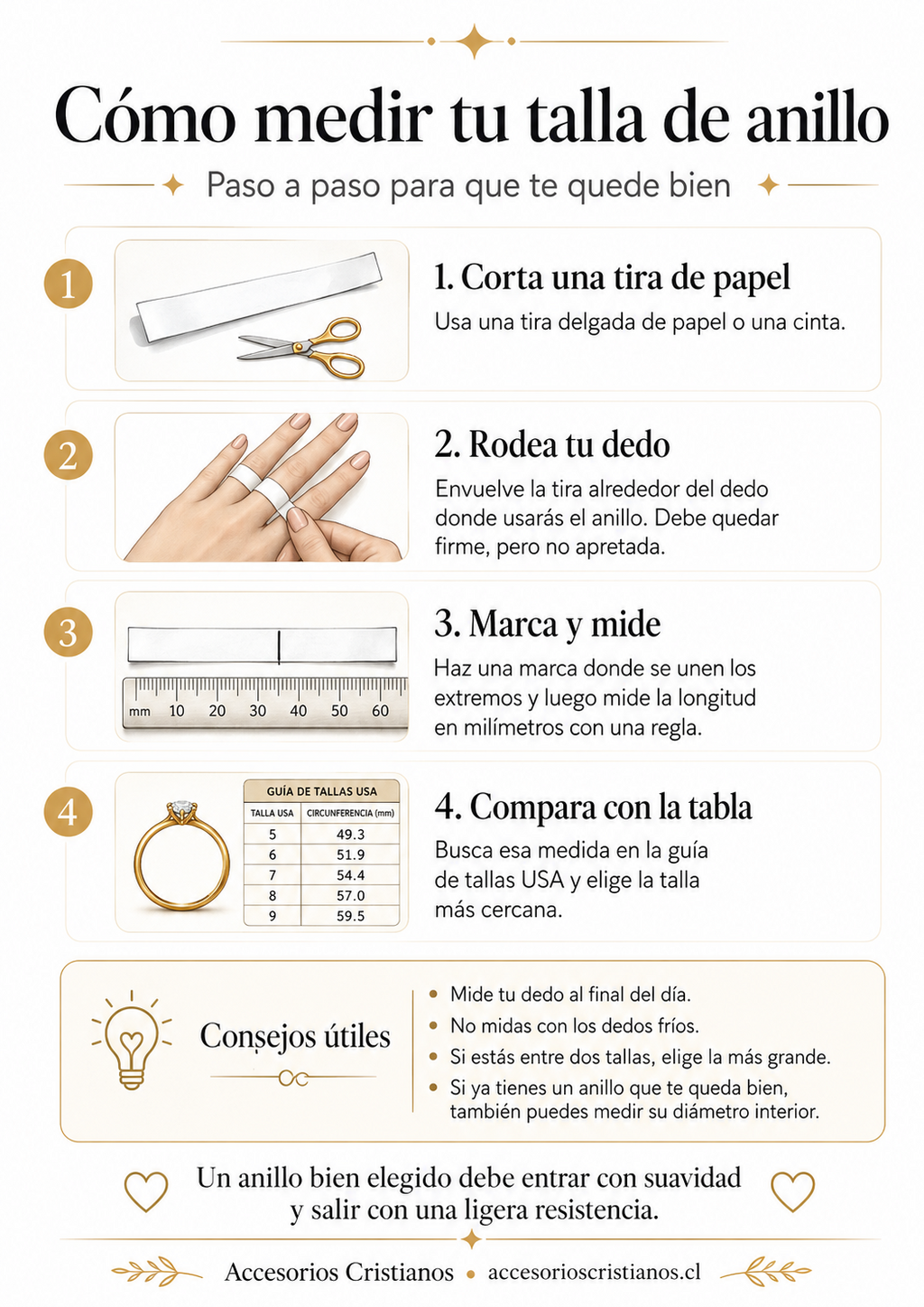 Cómo medir tu talla de anillo paso a paso - Accesorios Cristianos